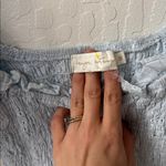 Beige Botany Blue Eyelet Smocked Crop Tie Shoulder Puff Sleeve Floral Blouse M Size M Photo 3