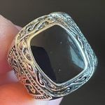 S925 silver natural obsidian ring size 7.5 Photo 4