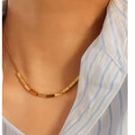 Boutique Trendy‎ Beaded Snake Chain Necklace | Yellow Gold Filled Photo 11