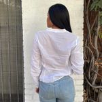 Loft Bohemian White cotton long sleeve button up shirt with lace details size m  Photo 4