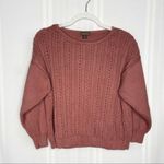 J.Crew Point Sur Boxy Pointelle Cable Knit Pullover Sweater Drop Shoulder Mauve Photo 0