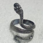 Stainless Steel Black Silver Snake Open Adjustable Finger Ring Photo 0