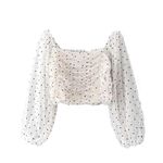 Keli Boutique White and Black Polka Dot Crop Top Size Small Photo 3