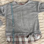 IZOD Womens Grey Speckled Sweatshirt Plaid Tie Front Layered Look Size Medium Photo 8