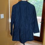 Michael Kors Trench Coat Navy Blue with Purple Lining & Gold Hardware Size Small Photo 11