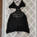 SheIn Crochet Backless Cutout Black Coverup Mini Dress Photo 7