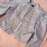 Chocolate Light Lavender Blazer with Gold Buttons Size M Photo 2