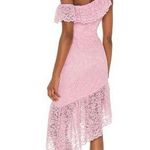 Majorelle  White Lace One Shoulder Asymmetric Ruffle Bridal Midi Dress Small Photo 1