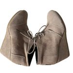Toms Ankle Booties Suede Leather Lace Up Wedges Women's Shoes Size 8 Photo 1