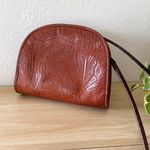 Margot New York | Floral Embossed Tooled Leather Half Moon Crossbody Purse Brown Photo 0
