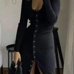 ZARA Black Long Knit Dress with Pockets Photo 0