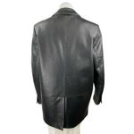 ZARA Womens Black Faux Vegan Leather Long Sleeve Button Blazer Coat Jacket Sz M Photo 1