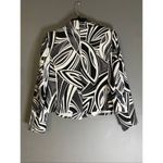 Cato  Black White Geo Design Jacket 3/4 Sleeve Black Buttons Cotton Blend 8 Photo 4