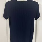 Anthropologie  Navy Ribbed Short Sleeve Blouse Photo 3