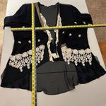 SPENCER ALEXIS Cardigan Womens 16 Black Long Bell Sleeves Floral Lace Open Mesh Photo 1