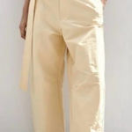 ZARA NEW Butter Yellow Preppy Lightweight Belted Barrel Wide Leg Pants XS Photo 0