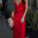 ZARA  maxi Red Evening Dress corset satin midi wedding party cocktail  Photo 8