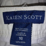 Karen Scott  16 White Capri Tie Leg Summer Pants Plus Photo 4