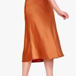 Satin Midi Skirt Brown Size XS Photo 1