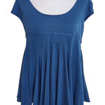 Free People Blue Short Sleeve Top with Cutout Lace Back NWT Size Medium Photo 0