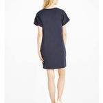 Nic+Zoe  navy embroidered neckline dress size m Photo 2