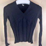 Philippe Adec Paris Womens Black Vneck Sweater Size Large Silk Cashmere Blend Black Photo 0