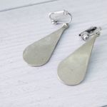 Vintage Clip On Earrings Cream Enamel & Inlayed Abalone Alpaca Mexico Photo 5