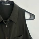 Equipment  100% Silk Black Sleeveless Button Down Tie Waist Blouse Size XS Photo 5