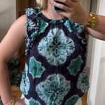 Sea New York Aveline Tie Dye Print Pintucked Tank Top in teal Blue Photo 6