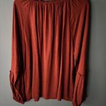 Knox Rose Womens L Brown Peasant Blouse V Neck Tassel Long Sleeve Boho Raglan. Photo 3