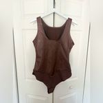 NWT PINSY Vegan Leather High Neck Shapewear Bodysuit Brown Leather Size XL Photo 3
