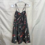 American Eagle Outfitters women's gray floral corset cross strap tie mini dress Size 10 Photo 4
