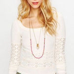 Free People We The Free Cream Crochet Eyelet Long Sleeve Top Size S Bohemian Photo 0