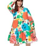 J.Crew  Women’s Size XS Ratti Jardin Bright Floral Cotton Tiered Popover Dress Photo 2