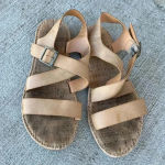 Kork-Ease Korks Tan Beige Neutal Strappy Flat Sandals Size 8 Buckle Photo 1