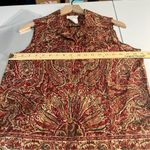 Jones New York Silk Linen Red Tan Paisley Button Front Sleeveless Top Size 6 Photo 9