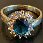 Blue sapphire Austrian crystal 18k gold plated ring Size 8 Photo 0