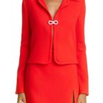 Mach & Mach NEW Crystal Bow Little Long Sleeve Top Jacket Crepe Red US 6 No Bow Photo 12