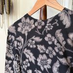 90s Silk Crinkle Textured Moody Floral Long Sleeve Shirt Black Size 6 Photo 1