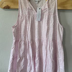 Topshop NEW Tiered Tank Top Sleeveless VNeck Pink Striped Cotton Womens Size 8 Photo 0