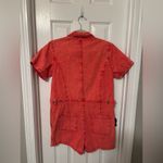 Women's Casual Distressed Zip Short Sleeve Denim Romper size small Red Photo 2