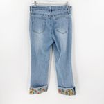 Charlie B Floral Embroidered Cuffed Light Wash Jeans Women's Size 6 Blue Photo 1