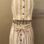 Hollister Two Piece Tank Top and Skirt Set, White and Gold Stripe, Size M Photo 0