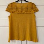 Sézane Lucette 100% Linen Blouse Saffron Yellow Lace Ruffle Top Size Small Shirt Photo 10