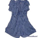 Body Glove  size XL striped shorts jumpsuit blue & white ruffle top off shoulder Photo 0