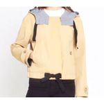 All:Row cropped gingham trim hooded trench coat size small Tan Photo 10