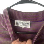 Western Collection Vintage 90s Purple Striped Stretch Semi Sheer Long Sleeve Top Size XL Photo 2