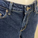 Eddie Bauer Dark Wash Curvy Bootcut 5-Pocket Tan Contrast Stitching Jeans-Size 8 Photo 5