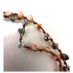 Long beaded feather pendant necklace Brown Photo 8