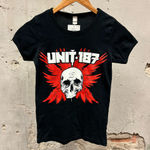 Anvil Unit:187 Y2K Fitted Women's Black Skull Print Baby T-Shirt Small S Punk Rock Ska Photo 0